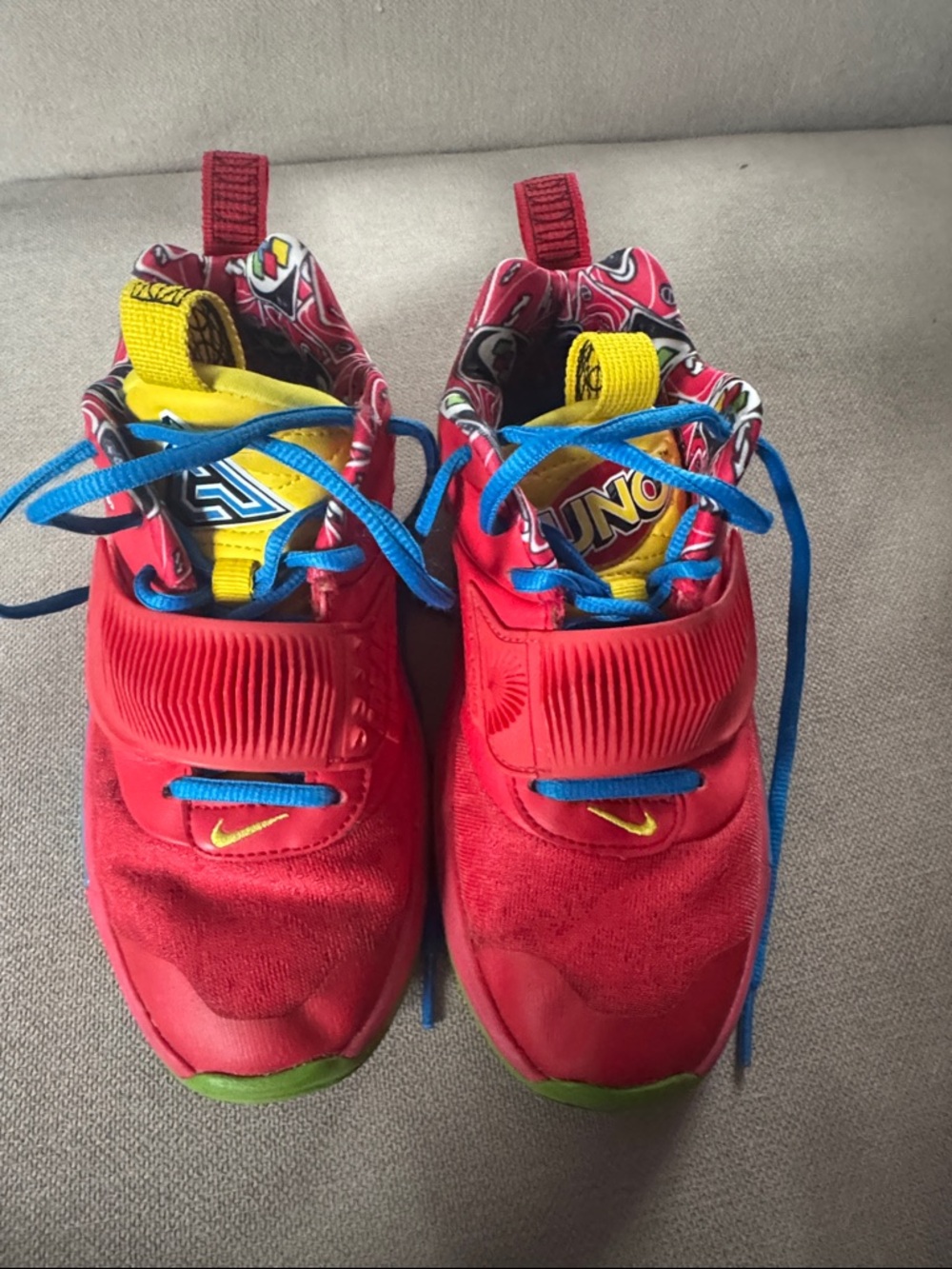 Nike Kids Red UNO Graphic Sneakers with Blue Laces